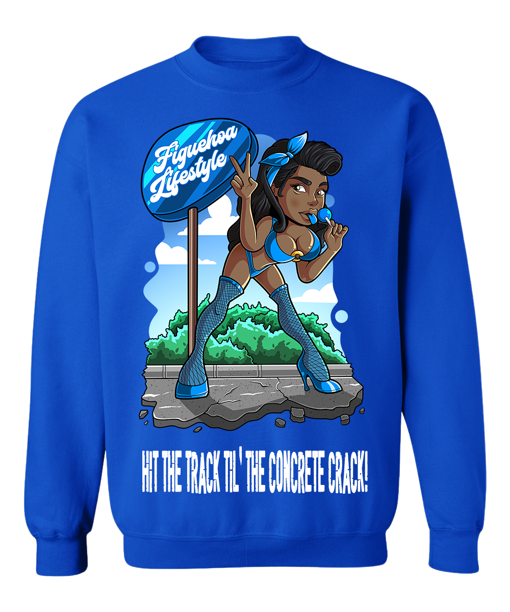 HIT THE TRACK GIRL 3 ON ROYAL CREWNECK