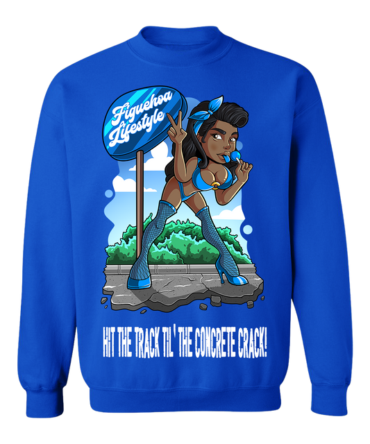 HIT THE TRACK GIRL 3 ON ROYAL CREWNECK