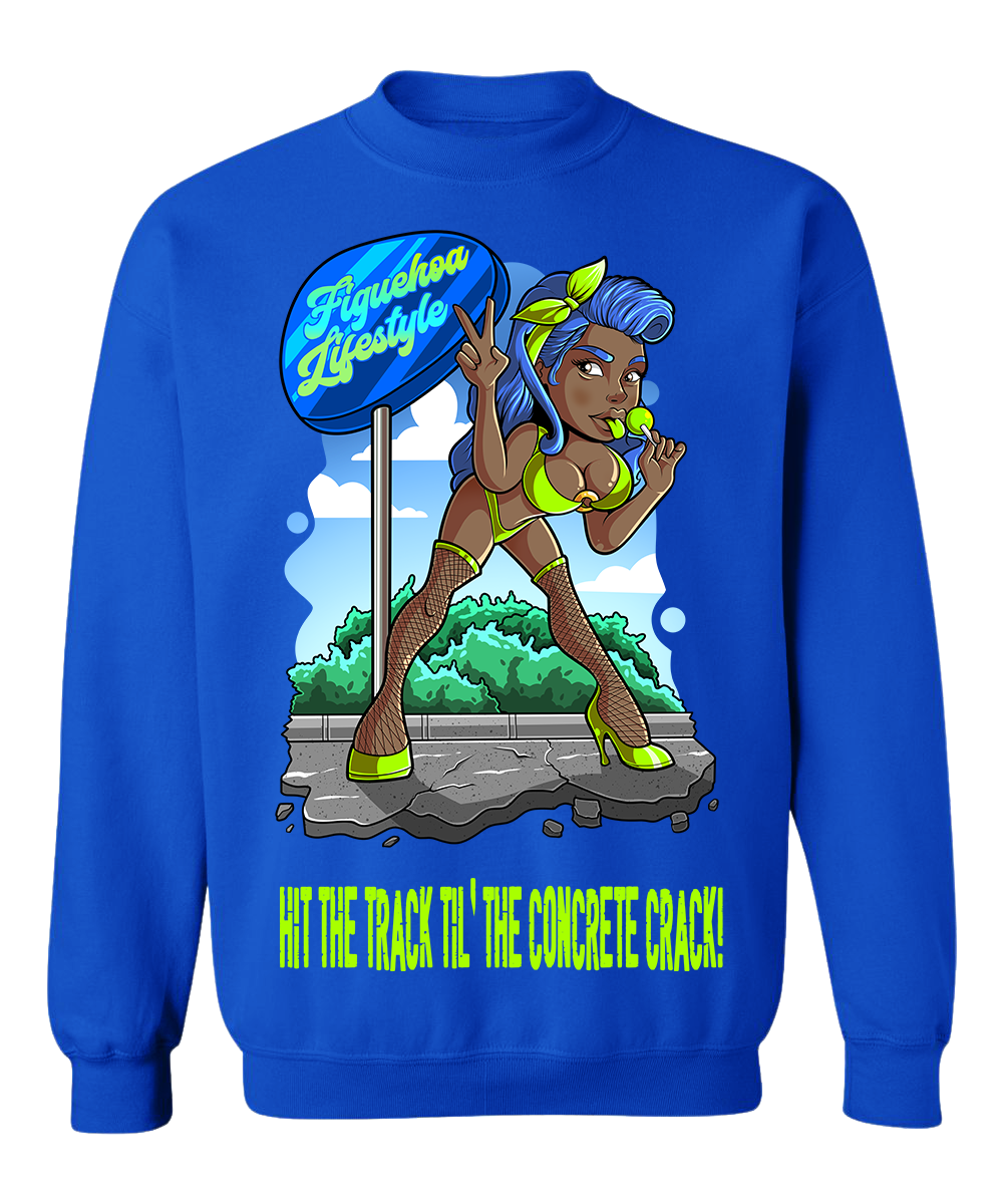 HIT THE TRACK GIRL 5 ROYAL CREWNECK