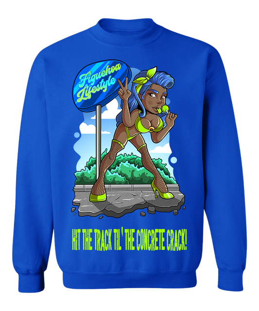 HIT THE TRACK GIRL 5 ROYAL CREWNECK